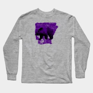 Messy Arkansas Purple Bear Long Sleeve T-Shirt